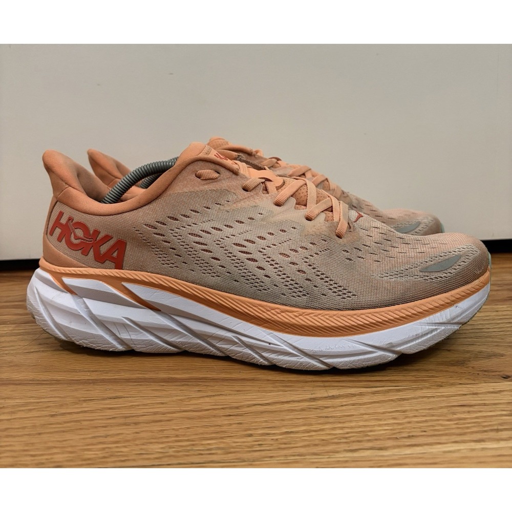 Hoka One One Women's Clifton 8 Cantaloupe Silver Peony Running Sneakers Size 12